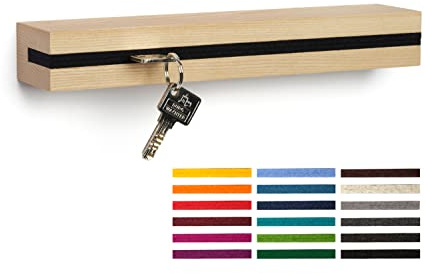 Buchenbusch urban design Schlüsselhaken Esche, Filzeinlage Schwarz (72 Varianten), Holz ModernSchlüsselboard, Schlüsselhalter, bis zu 10 Schlüsselbunde