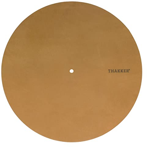 THAKKER Nubuck Leather Mat - Cognac Brown - Plattentellerauflage aus echtem Nubuk Leder - braun | 1,8-2mm stark | 295mm Durchmesser | mehr Wärme | mehr Dynamik