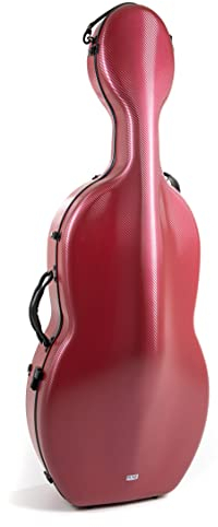 GEWA custodia per violoncello in policarbonato 4/4 rosso con cinghie a zaino, maniglia laterale e ruote (Rolly)