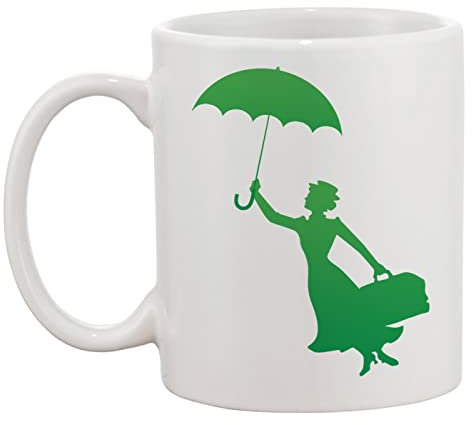 Maria Poppins Silhouette Weiße Tasse Kaffee Tee Männer Frauen Keramik Coffee Tea Mug Cup