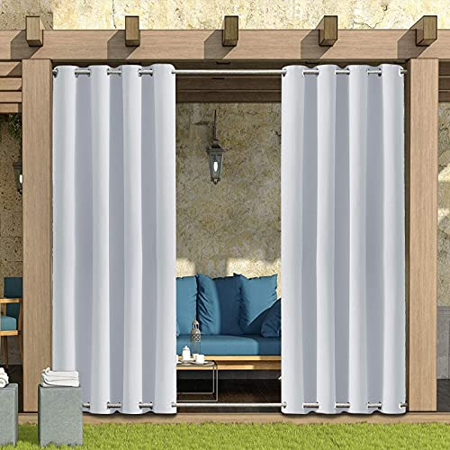 Outdoor Vorhang Wetterfest mit Ösen Oben und Unten (Viele Höhen & Breiten Zur Auswahl) Wasserdicht Sichtschutz Terrasse Sonnenschutz für Balkon Veranda Pergola Gartenlaube