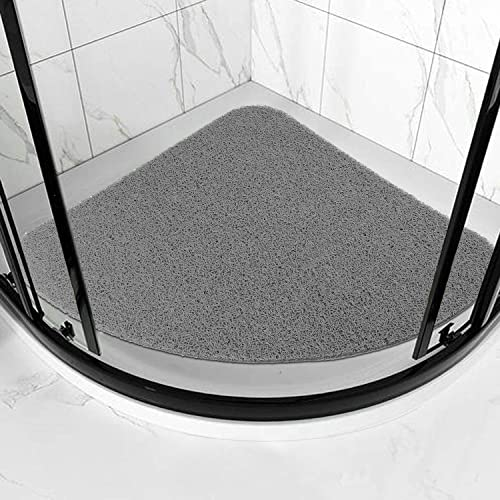Duschmatte rutschfest, Weich Komfort Sicherheits Badewannenmatte mit Ablauflöchern, PVC-Luffa Massage Duschmatten für Nassbereiche, Schnell trocknend (Grau, 60cm Fächerförmig)