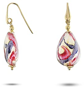 Venetiaurum - Pendientes con Colgante Gota en Cristal de Murano Original y plata 925 - Joya Made In Italy Certificada