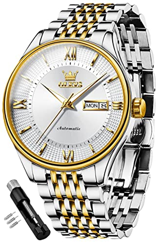 OLEVS Herren-Automatikuhr, Business, Luxus, selbstaufziehend, mechanische Armbanduhr, Edelstahl, wasserdicht, leuchtendes Tag, Datum, Automatische Uhr, mechanisch