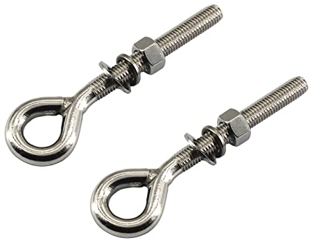Lot de 2 boulons à œillet M16 en acier inoxydable avec écrou et rondelles à tige longue filetée