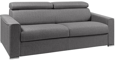 Vente-unique Linea Sofa Schlafsofa 4-Sitzer - Liegefläche mit Lattenrost: 160 cm - Matratzenhöhe: 18 cm - Stoff - Grau - Vizir