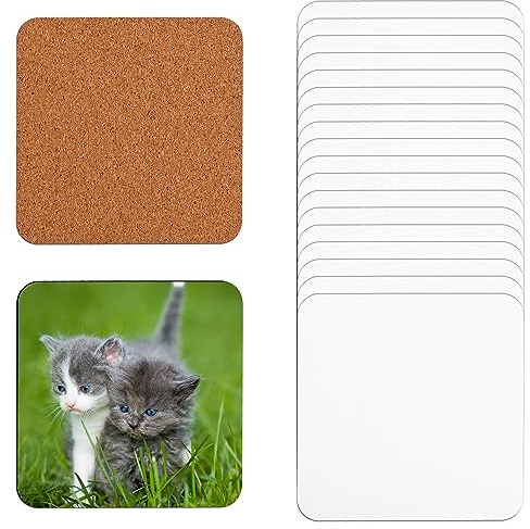 20 Pièces Dessous de Verre Carrés de Sublimation, 10,2x10,2cm MDF Blanc sous Verre en Panneau Dur sous Verres en Liège de Sublimation pour Bricolage Artisanat Peinture Décoration d'Intérieur