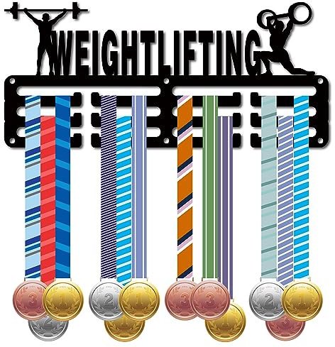 CREATCABIN Porta Medaglie per Sollevamento Pesi Appendiabiti per Medaglie Espositore Sport Premi in Metallo per Appendere Premi per Decorazioni in Ferro Piccolo per Parete Home Badge Runner 29x13cm