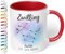 Sternzeichen Tasse mit Namen, Datum und 12 Sternenbilder personalisiert – Statement Kaffeebecher mit Spruch, kleine Geschenke für Kollegen Frauen Männer Büro Geburtstag Weihnachten (Rot)