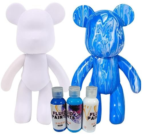 Generisch Kit de Peinture Liquide en Forme d'Ours - Bricolage Créatif pour Décoration de la Maison - 3 Couleurs, Pinceau, Nappe Inclus