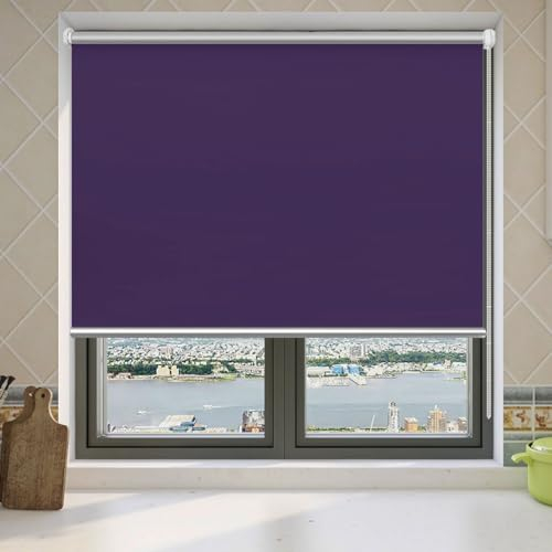 Verdunkelungsrollo Ohne Bohren 110 x 230 cm Sonnenschutz Blickdicht Verdunkelungsrollo Thermorollo Höhe Stufenlos Verstellbar für Fenster & Tür, Lila