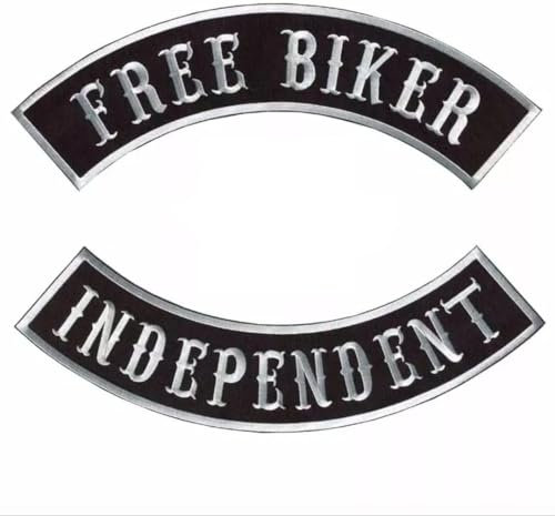 SUMA SHOP - 2 Adesivi Free Biker + Independent, Stemma Logo Decal Compatibile Con Tutti I Tipi Di Abbigliamento, Diametro 33,5 cm, Coppia