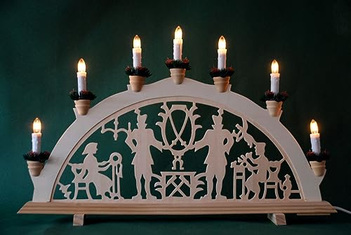 Lichterbogen Leuchter Schwibbogen Bergmann/Bergleute traditionelles Motiv Holzdeko Deko Weihnachten Advent Geschenk Dekoration Weihnachtsdeko Weihnachtsdekoration Schwippbogen (BM60)