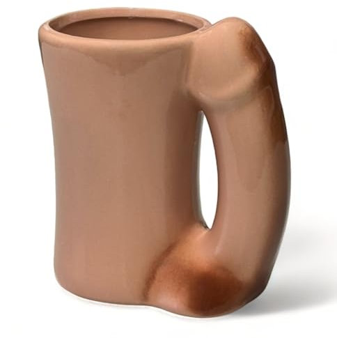 MIJOMA Porzellan Tasse mit Penis-Henkel | Kaffeebecher mit Witz | Schmunzelgarant fürs Büro | Origineller Henkelbecher Penis | 14 x 8.5 cm