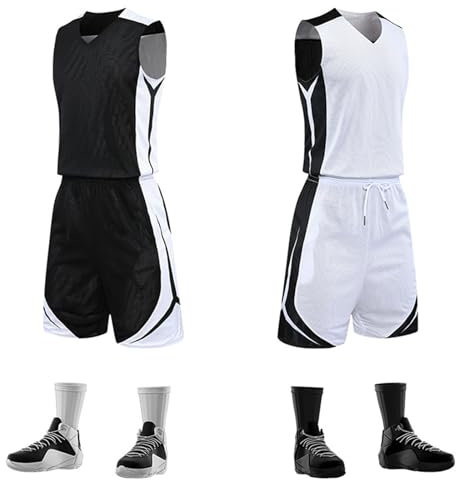 HULG Basketball-Kleidung, Basketball-Trikot Und Shorts, ärmelloser Basketball-Anzug, Doppelseitiges Basketballtrikot In AB-Version– Boutique-Basketball-Trikot-Kit-Geschenke (Color-03,XL)