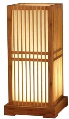 FHQGZT Lanterne de Style Rétro Boho, Lampe de Table Chinoise en Bambou pour Chambre à Coucher, Bureau, LED Créative Japonaise, Salon et Salle à Manger (Large)