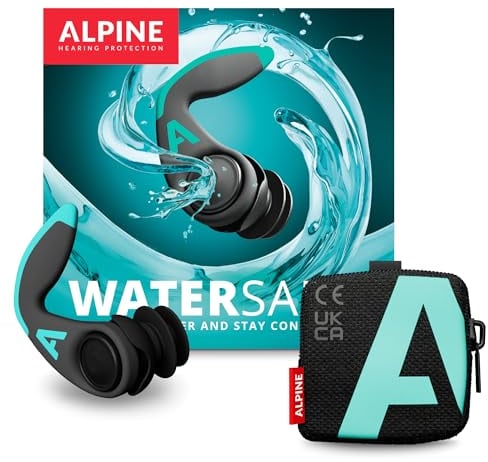 Alpine WaterSafe Pro – Surf- und Schwimmstöpsel für Erwachsene, Wasserdichte Ohrstöpsel für Wassersport, Komfortabel und Wiederverwendbar, Sicherer Sitz mit Spitzen in M und L, 1 Paar