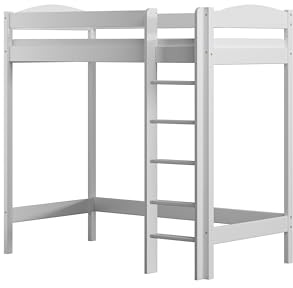 Need Sleep Loft Bed - Litera con escaleras, cama alta para adultos, adolescentes, niños (blanco, 180 x 80 - 180 cm de alto)