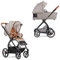 Gesslein Kinderwagen FX4 Swing mit Babywanne Panorama Lyx (Kinderwagen 3 in 1, Liege- & Sitzoption, Sportwagenaufsatz, individuell einstellbar, hoher Komfort, geringes Packmaß, Handbremse), Olive