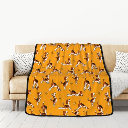 GRatka Decke, 127 x 152 cm, doppelseitige Decke, Reisedecke, weiche Decke für Schlafsofa,Beagle