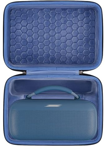 Geekria Shield Speaker Case Compatible with Bose Soundlink Max Case Cover, Replacement Hard Shell Portable Speaker Protective Carrying Bag with Cable Storage (Blue)
