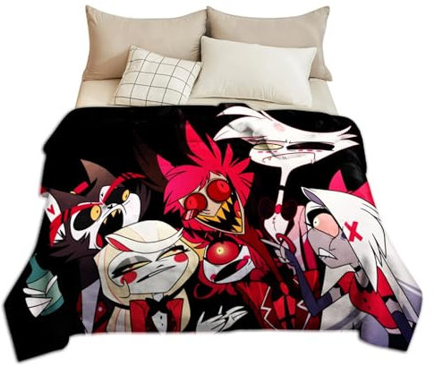 AIPILEI Hazbin - Coperta per hotel, con stampa a tema anime, motivo: Alastor/Angel Dust, morbida, in flanella, regalo di Natale e compleanno (tipo 2, 150 x 200 cm)