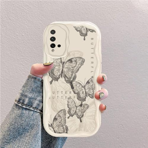 hdqICase Hülle Kompatibel mit Huawei Nova 5T/Honor 20 Weiß | Schmetterling Welle Silikon Weich