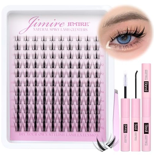 Cluster-Wimpern-Set, natürlicher Look, D-Curl, Manga-Wimpernbügel, Feenwimpern, individuelles Set, mit Wimpernbindung und Dichtung, 8–16 mm, 110 Stück, individuelle Cluster-Wimpernbüschel im Wet-Look