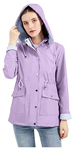 Dinglong Spolverino Donna Autunno Impermeabile Da Donna Con Cappuccio Rimovibile Giacca Da Per Escursionismo All'aperto Cappotti Donna Abbigliamento Donna Autunno Wind Stopper Donna Wind Jacket
