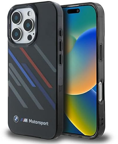CG MOBILE BMW BMHCP16X23HTRAK Case for iPhone 16 Pro Max 6.9 Inch Black Hard Case Motosport IML Random Stripes