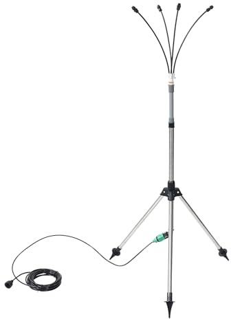 FYOBOT Brumisateurs Debout pour Patio Extérieur, Système de Brumisation sur Pied Réglable en Hauteur de 4,1 Pieds pour le Refroidissement Extérieur, Support Portable