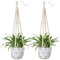 Apstaqeoo Macrame Plant Hanger Indoor Cotton Rope Hanging Planter Basket with Wood Beads Decorative Flower Pot Wall Plant Holder with 2 Hooks for Outdoor Garden Boho Home Decor No Tassels 90CM(2PCS)