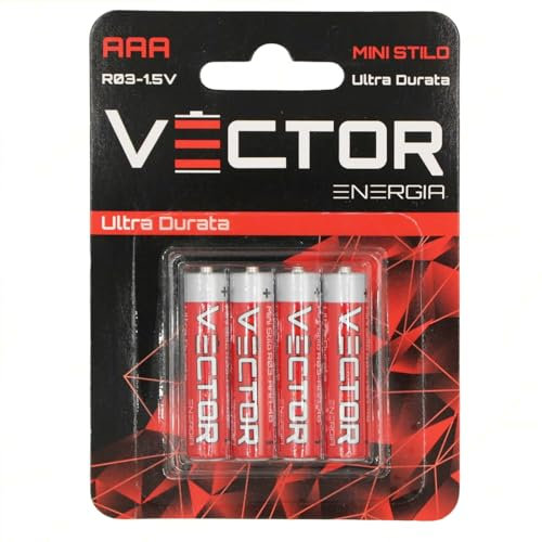 Pile Mini Stilo AAA Alcaline R03 1.5V | 10 Confezioni 4 Pezzi | Ideali per Dispositivi Elettronici, Calcolatrici e Giochi | Made in Italy