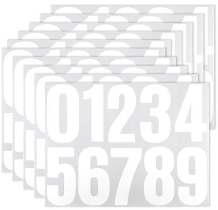 YQQYG 50 PCS White Door Numbers Stick on, 4 inch Bin Numbers Stickers Self Adhesive, 0-9 Vinyl Number for Mailbox Door Garbage Bins Address Car
