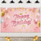 Happy Birthday Banner Geburtstagsdeko für Mädchen - Geburtstagsbanner Rosegold Fotografie Backdrop Zeichen Poster, Extra Großes Hintergrund für Frauen Geburtstag 110 × 180cm