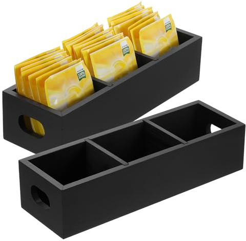 QUARKZMAN Organizador de Bolsitas de Té Caja de Té de Madera de Pino Negro