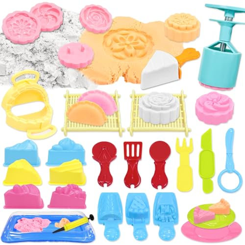 VBACALA Jouets de Sable Magique,Set de Sable magique pour Enfants Avec Bac à sable,SableMagique,Moule à Gâteau de Lune,Moule à Gâteau deSable,Jouets desable Sensoriels,Cadeaux pour Enfants