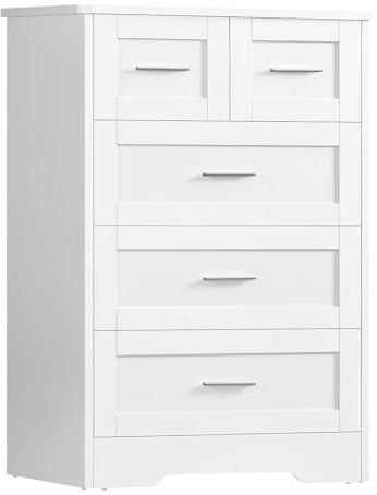 TEENFON Kommode mit 5 Schubladen, Weißer Komodenschrank für Schlafzimmer - Multifunktionales Sideboard für Wohnzimmer, Esszimmer, Flur, 60 x 35 x 96.5 cm