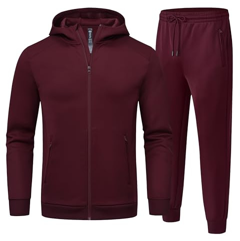 AjezMax Survêtement pour homme à manches longues Couleur unie Survêtement de loisirs sport de course avec fermeture éclair