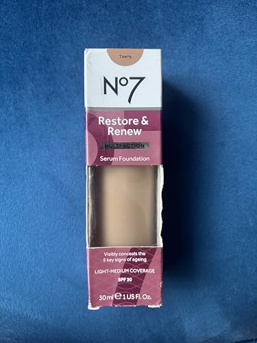 No7 Restore and Renew Multi Action Serum Foundation, Tawny 30ml