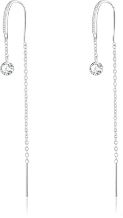 SLUYNZ 925 Sterling Silber CZ Kette Ohrringe für Damen Mädchen Einfädler Hängend Ohrringe Lang Ohrhänger