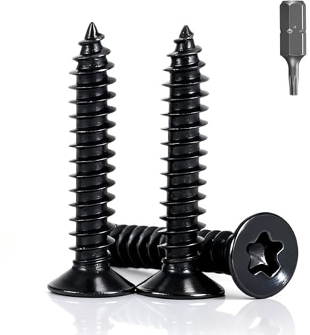 150 Stück Holzschrauben Edelstahl M4X20mm Schwarz, A2/VA2 Schrauben Schwarze für Akustikpaneele Zubehör, Edelstahlschrauben Torx Senkkopf, Selbstschneidende Schrauben Universalschrauben