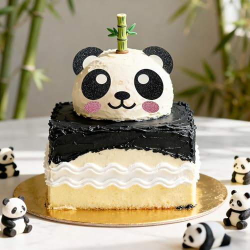 JeVenis Panda Bär Geburtstagstorte Dekoration Panda Gesicht Dekorationen | Panda Bär Geburtstagstorte Dekoration zum Selbermachen Panda Gesicht Tier Zoo Thema Party Dekorationen Zubehör