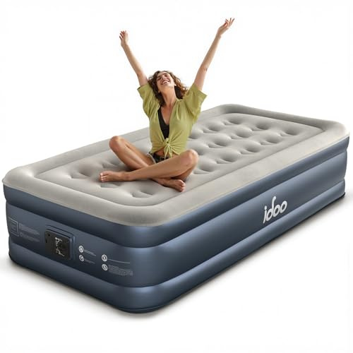 iDOO Luftbett 1 Person,Luftmatratze Selbstaufblasend mit Integrierter Luftpumpe,Gästebett Aufblasbare Matratze Schnelles Aufblasen und Luftablassen,für Campingausflüge 99x188x38cm