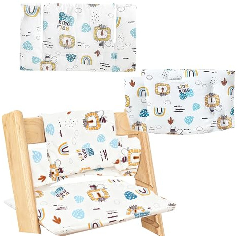 2-teilig Hochstuhl Sitzkissen, Hochstuhl Kissen für Stokke Tripp Trapp, Wasserdicht Sitzkissen Verdickung Weiches Kinder Sitzauflage für Abwaschbar Hochstuhlauflage für Kinderstuhl (Rainbow)