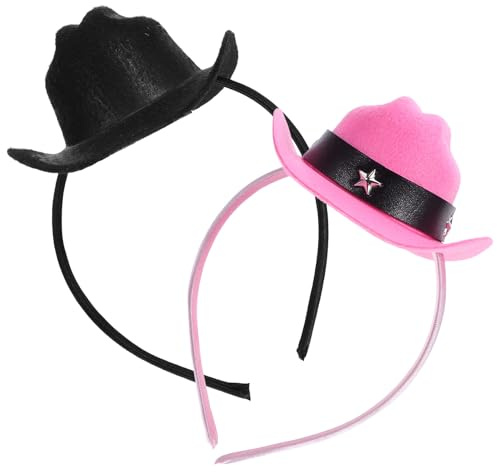 MOKKHNB 2 Stück pack Kleiner Cowgirl Hut Haarreif Vintage Kopfschmuck mit Sicherem Sitz und Vielseitigem Design für Kostüm Teepartys und Themenveranstaltungen