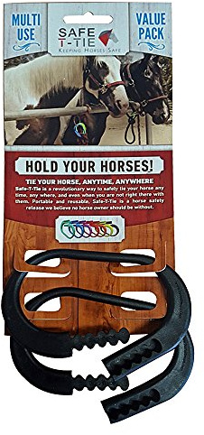 Safety Tie Injuries Preventing Tether Tie - Portable, Versatile & Reusable Breakaway Horse Tie, Quick Release Under Heavy Pressure w/ 5 Loop Settings, Multi-Purpose Clip (2 pcs Black)