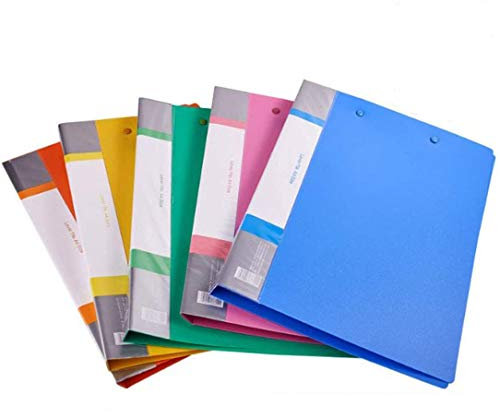 Dproptel Lot de 5 chemises A4 avec double clips solides, classeur sans perforation, dossier de projet de bureau, dossier de documents commerciaux ou scolaires, 5 couleurs vives assorties