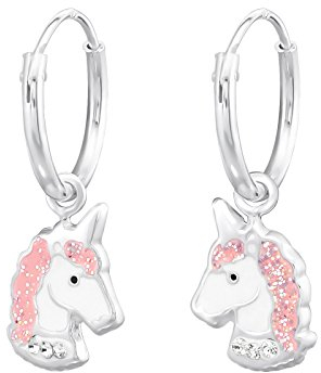 Laimons Mädchen Kinder-Ohrhänger Ohrringe Kinderschmuck Einhorn Glitzer Glitzer Sterling Silber 925