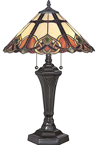 Licht-Erlebnisse Tiffany Lampe ETERNO 2 Buntglas Zugschalter 60cm hoch dekorative Tischleuchte Nachttischlampe